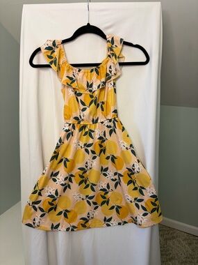 Besserbay Girls' Yellow Lemon Print Ruffle Dress size 7/8
